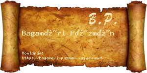 Bagaméri Pázmán névjegykártya